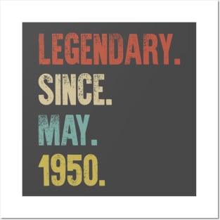 Retro Vintage 70th Birthday Legendary Since May 1950 Posters and Art